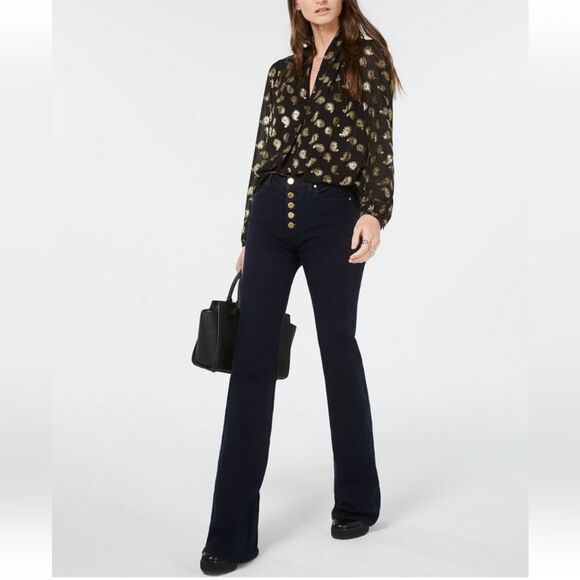 New Michael Michael Kors Selma $125 MSRP Dark Gray Wash Flare Jeans - Picture 3 of 7